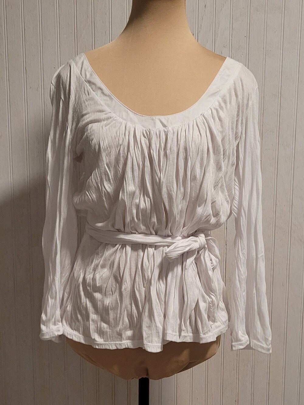 Vintage Diane Von Furstenberg White Alvin Tie-Waist Blouse Size L EUC